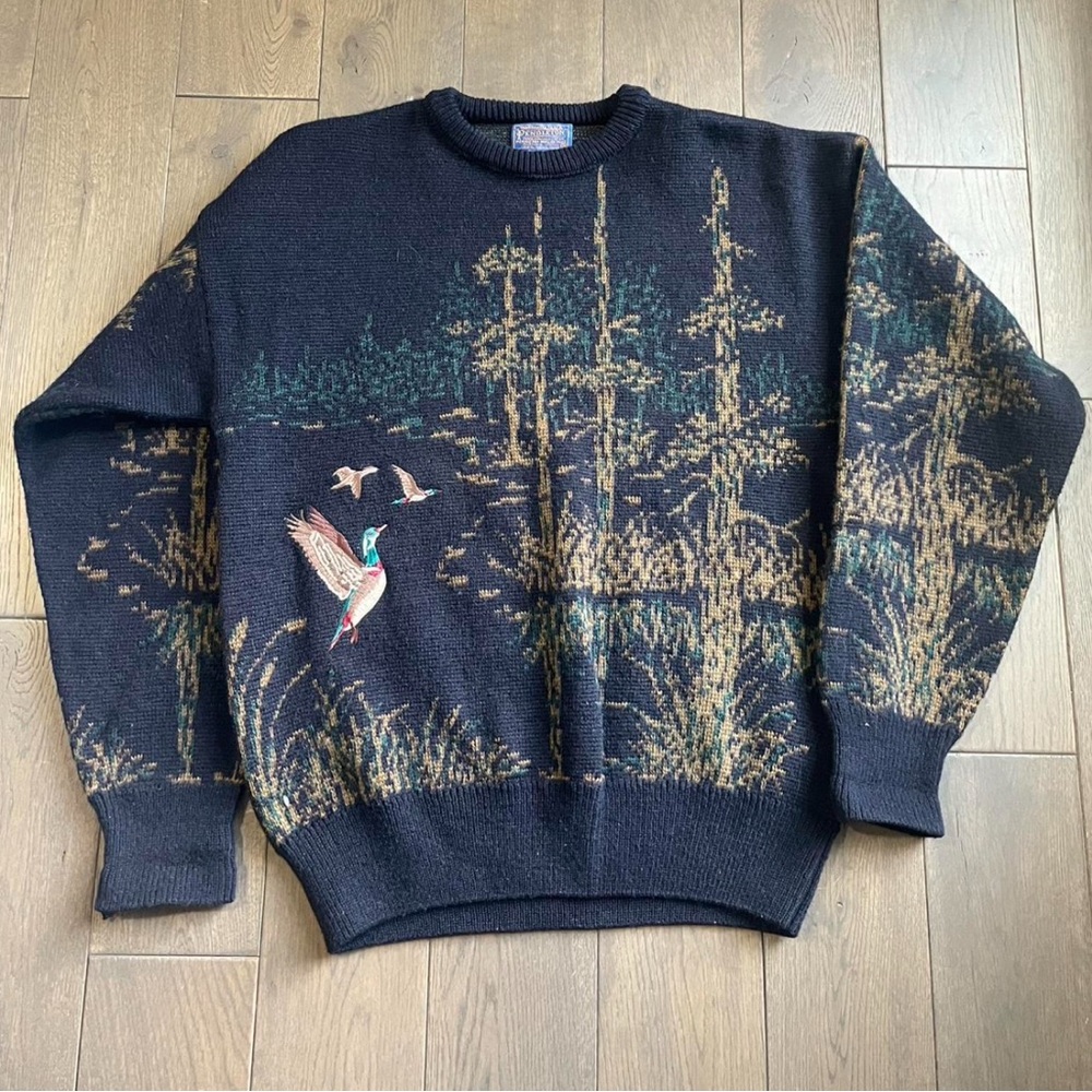 Pendleton Black Nature Scene Crewneck Sweater